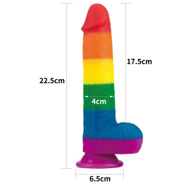 Dildo tęczowe elastyczne z przyssawką 22,5 cm